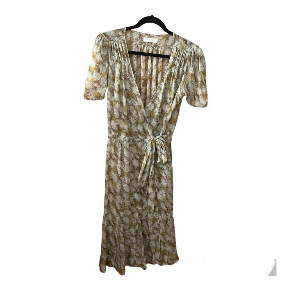 Nicole Farhi floral print sheer wrap dress 12